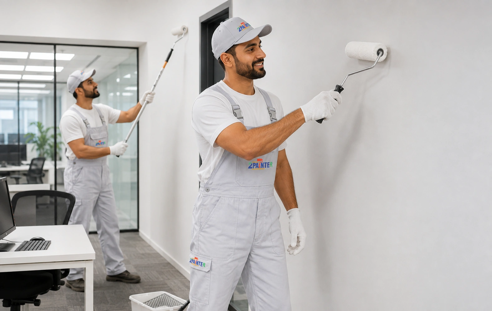 2Painter professional carefully completing a painting project in Dubai