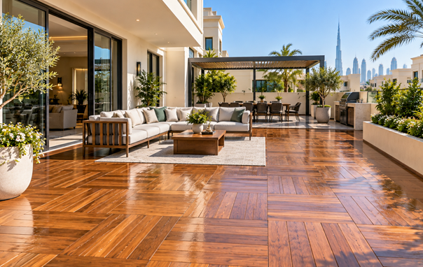 Restored exterior parquet flooring in Dubai