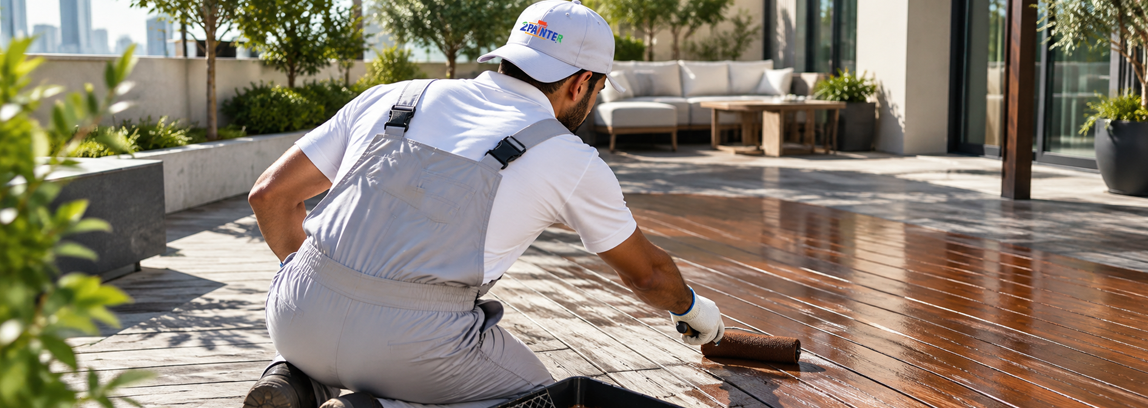 Weathered exterior parquet repainting in Dubai