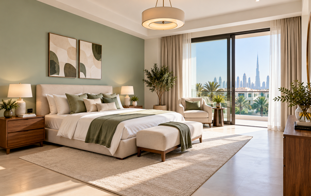 Freshly painted walls in a modern Dubai home