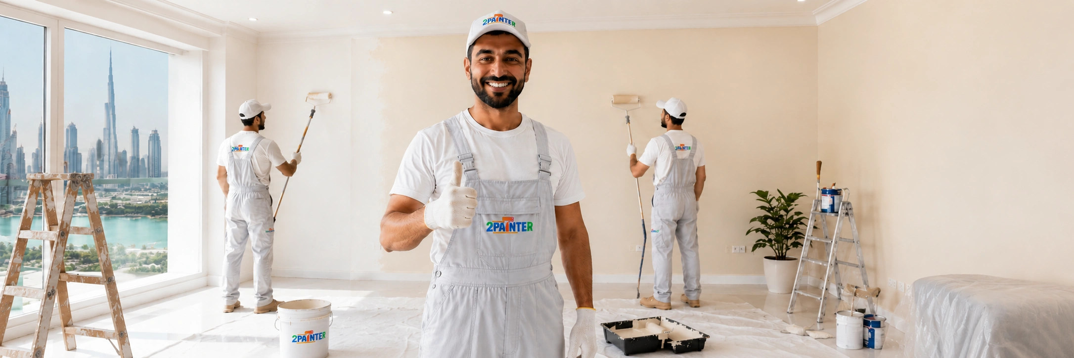 2Painter team working on a professional painting project in Dubai