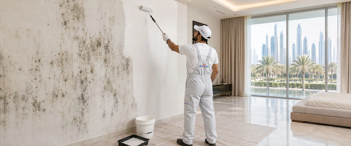 Mold affected wall painting in Dubai