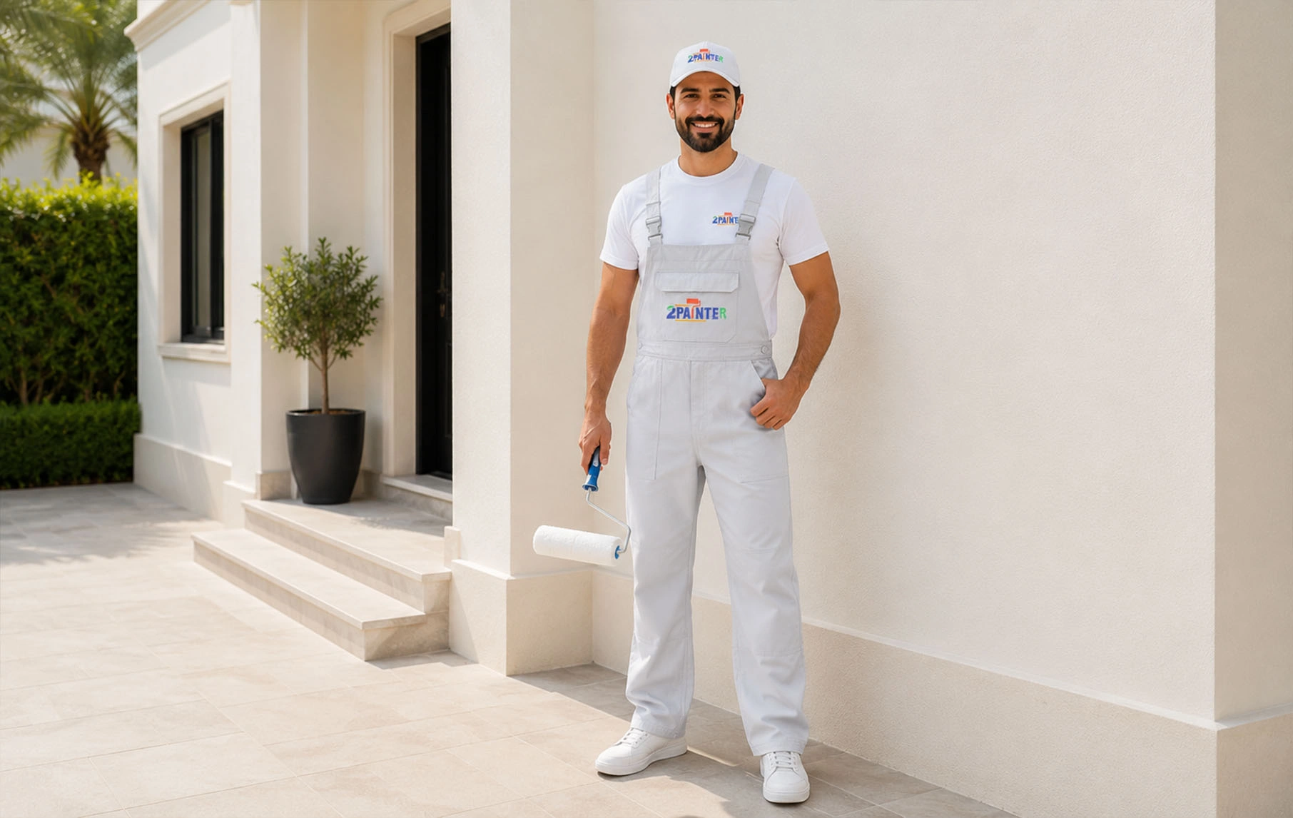 Freshly painted antifungal wall in Dubai
